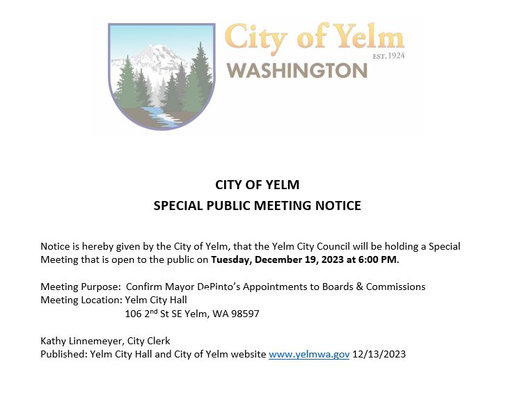 Special Public Meeting Notice 12.19